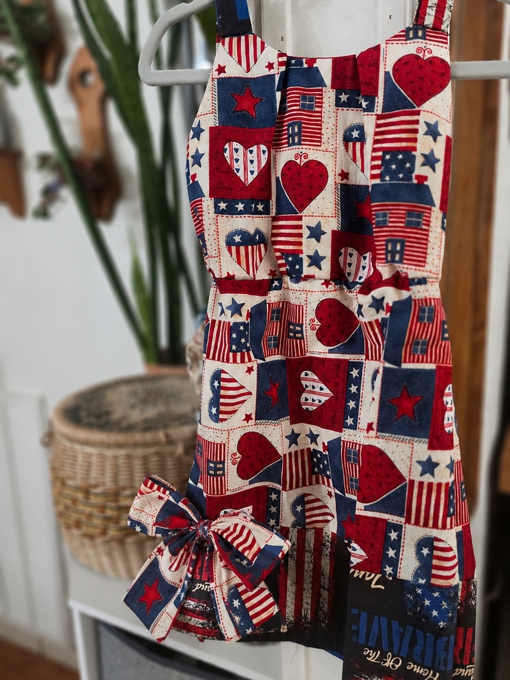 Patriotic Heart & Star Print Sundress with Bow